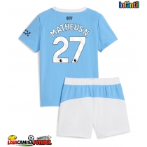 Camisa de Futebol Manchester City Matheus Nunes #27 Equipamento Principal Infantil 2025-26 Manga Curta (+ Calças curtas)